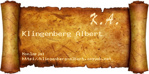 Klingenberg Albert névjegykártya