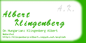 albert klingenberg business card